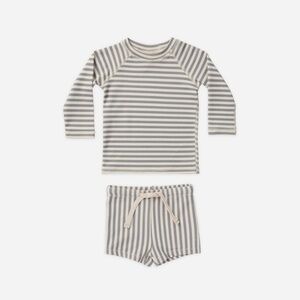 QUINCY MAE Finn Rashguard + Short Set Lagoon Stripe